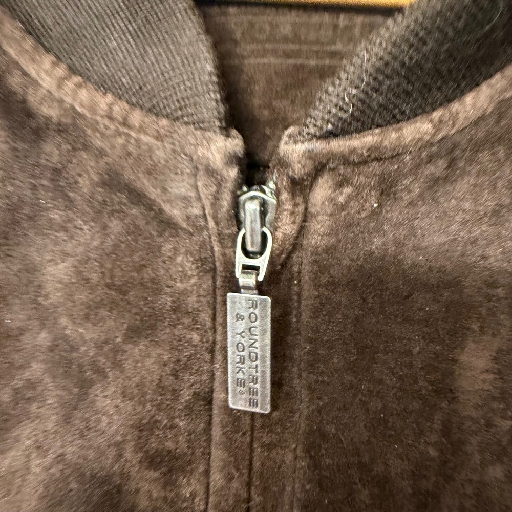 Roundtree & Yorke Mens Brown Suede Leather Full Zip Bomber Jacket XL - Picture 3 of 5